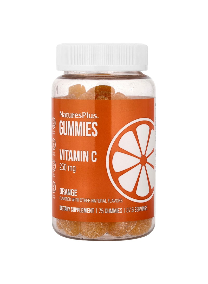 NaturesPlus Vitamin C Gummies, Orange, 75 Gummies (125 mg per Gummy)
