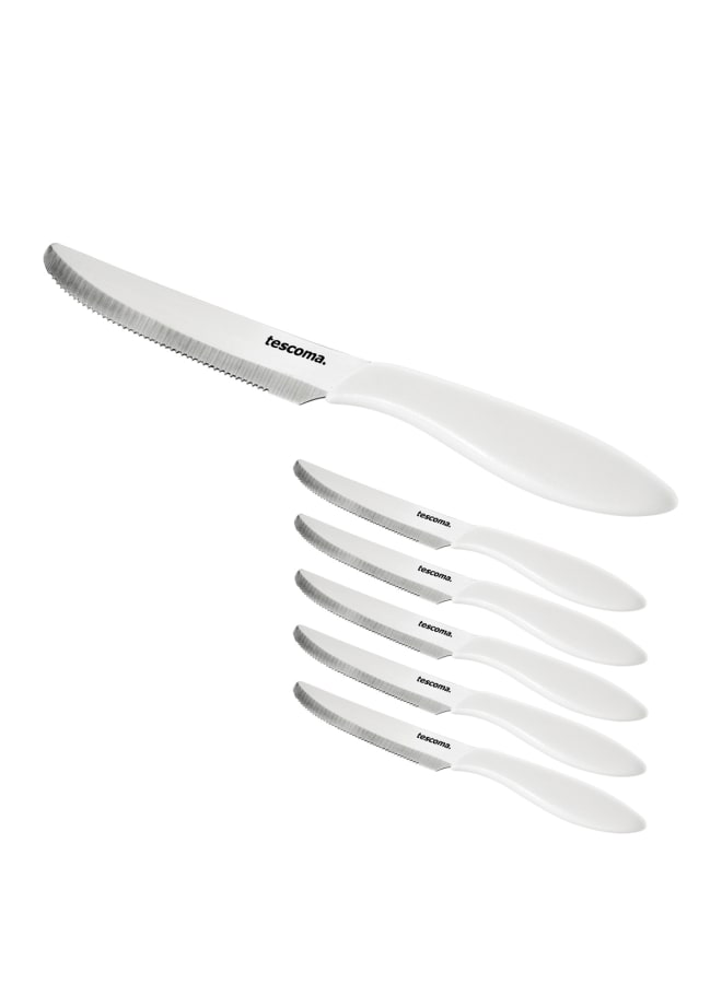 Tescoma Table Knife 12 Cm 6 Piece White Presto - Image 1