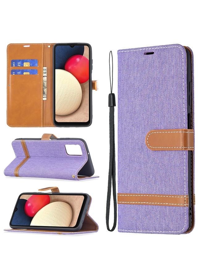 S-TOP Case For Samsung Galaxy A03s 166mm Color Matching Denim Texture Leather Phone Case - Image 1