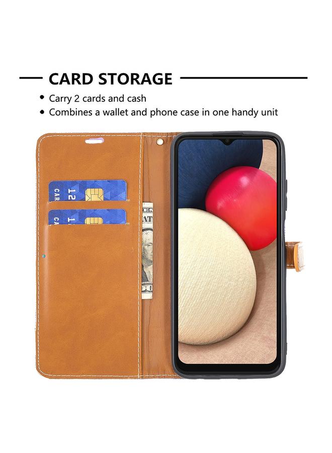 S-TOP Case For Samsung Galaxy A03s 166mm Color Matching Denim Texture Leather Phone Case - Image 4