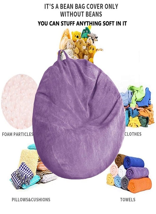 Kisoy Stuffed Animal Storage Bean Bag Chair Cover - Washable Ultra Soft Corduroy Sack Bean Bag Cover for Organizing Plush Toys or Textile - Image 2