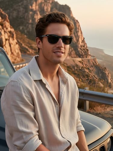 kimorn Polarized Sunglasses for Men and Women Stylish Rectangular Sun glasses Vintage Shades (Black/Gray) - Image 4