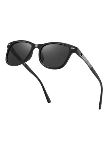 kimorn Polarized Sunglasses for Men and Women Stylish Rectangular Sun glasses Vintage Shades (Black/Gray) - Image 1