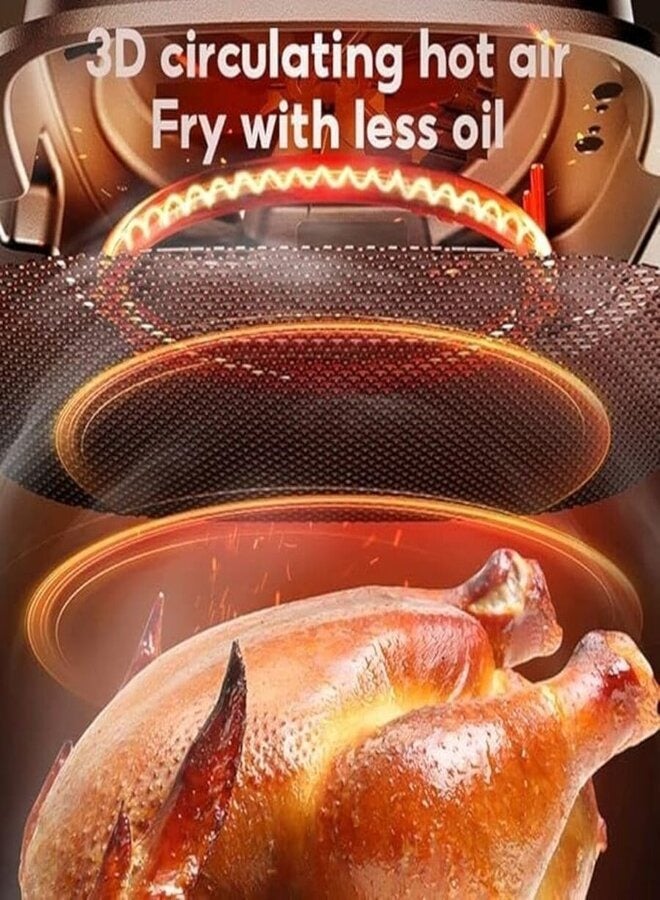 showkah Multifunction Air Fryer 10L Capacity with Non-stick Basket, LED Touch Screen, Adjustable Timer and Temperature Control Electric Oven for Oil Free Cooking Machine Air Fryer - Image 3