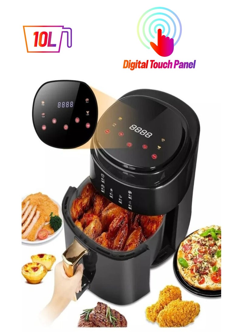 showkah Multifunction Air Fryer 10L Capacity with Non-stick Basket, LED Touch Screen, Adjustable Timer and Temperature Control Electric Oven for Oil Free Cooking Machine Air Fryer - Image 1