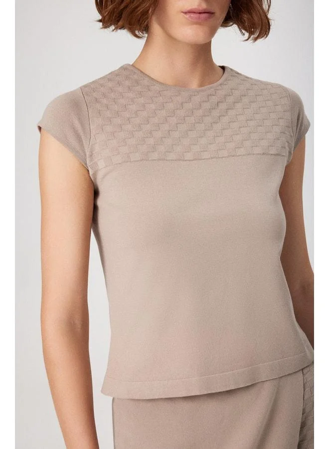 Mısırlı 1951 Stone Collar Patterned Crop Top.