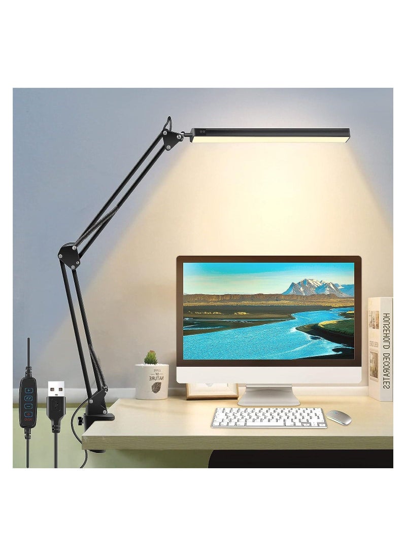 Arabest - LED Desk Lamp with Clamp, Eye-Caring Table Lamp for Home Office,3 Lighting 10 Brightness,360 Degree Spin Reading Light with Memory Function(Black) - Image 1