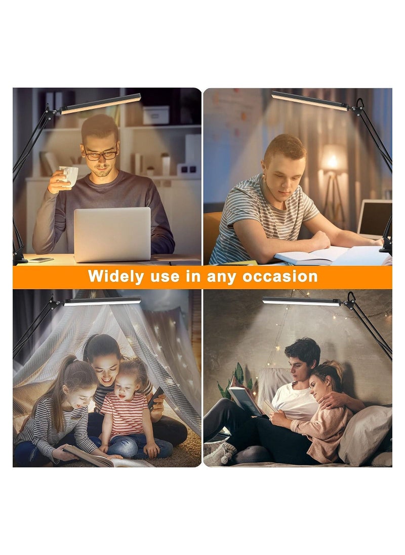 Arabest - LED Desk Lamp with Clamp, Eye-Caring Table Lamp for Home Office,3 Lighting 10 Brightness,360 Degree Spin Reading Light with Memory Function(Black) - Image 1