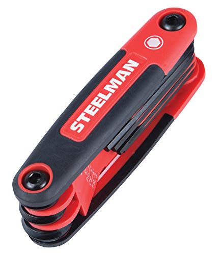 Steelman Portable Folding Hex Key Wrench Multi-Tool Standard (SAE), Set Includes 5/64, 3/32, 7/64, 1/8, 9/64, 5/32, 3/16, 7/32, 1/4-Inch, Chamfered Ends, Rubberized Grip - Image 2