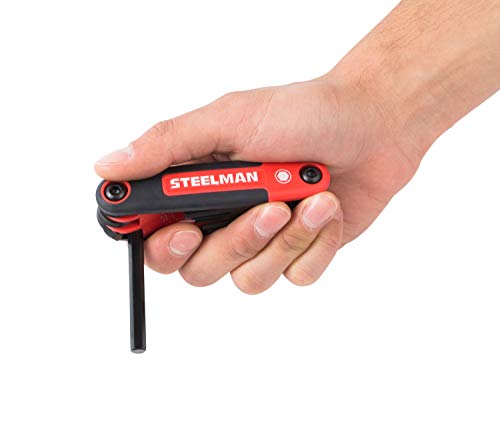 Steelman Portable Folding Hex Key Wrench Multi-Tool Standard (SAE), Set Includes 5/64, 3/32, 7/64, 1/8, 9/64, 5/32, 3/16, 7/32, 1/4-Inch, Chamfered Ends, Rubberized Grip - Image 5