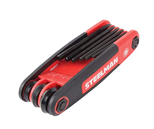 Steelman Portable Folding Hex Key Wrench Multi-Tool Standard (SAE), Set Includes 5/64, 3/32, 7/64, 1/8, 9/64, 5/32, 3/16, 7/32, 1/4-Inch, Chamfered Ends, Rubberized Grip - Image 4