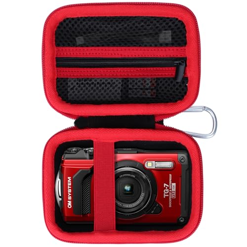 Lebakort Storage Case Compatible with OM SYSTEM Tough TG7 OLYMPUS Tough TG6 TG5 TG4 Underwater Digital Camera Black Red Case - Image 1