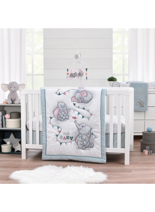 NoJo Disney Dumbo Hello Baby Grey, White, Rose and Teal Circus Banner Musical Mobile - Image 4