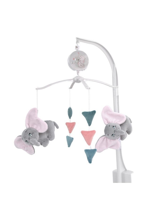 NoJo Disney Dumbo Hello Baby Grey, White, Rose and Teal Circus Banner Musical Mobile - Image 1