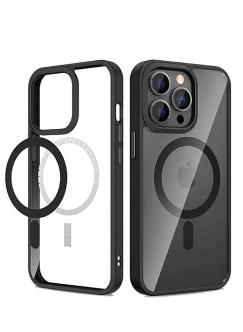 Digi Core حافظة لهاتف iPhone 15 Pro، حافظة Mag-Safe مقاس 6.1 بوصة مضادة للأصفرار، حماية من السقوط العسكري، مقاومة للصدمات، حافظة مغناطيسية لهاتف iPhone 15 Pro، حافظة Magsafe باللون الأسود