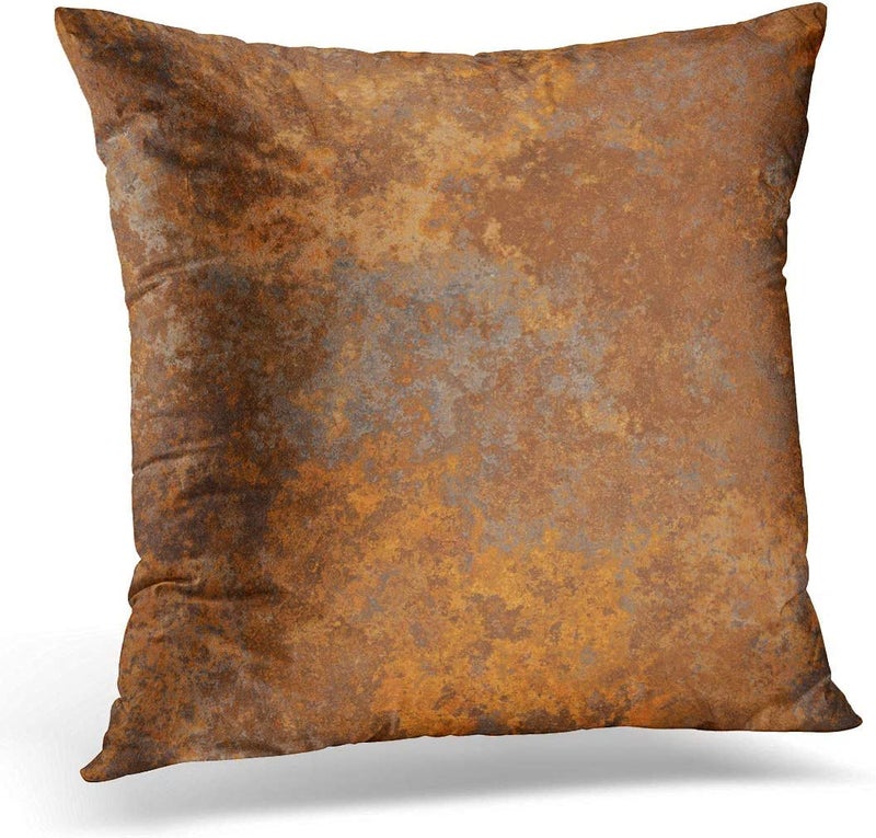Emvency Throw Pillow Covers Case Brown Copper Old Rusty Metal High Resolution Orange Rustic Decorative Pillowcase Cushion Cover for Sofa Bedroom Car 20 x 20 Inches - Image 1
