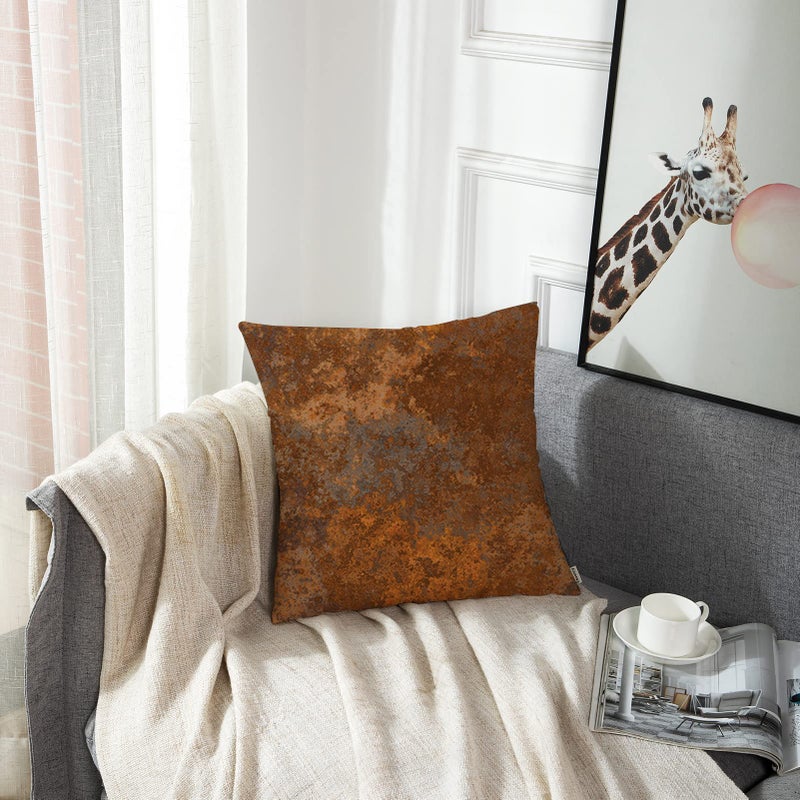Emvency Throw Pillow Covers Case Brown Copper Old Rusty Metal High Resolution Orange Rustic Decorative Pillowcase Cushion Cover for Sofa Bedroom Car 20 x 20 Inches - Image 3