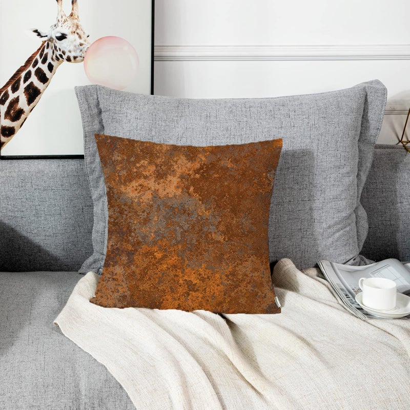 Emvency Throw Pillow Covers Case Brown Copper Old Rusty Metal High Resolution Orange Rustic Decorative Pillowcase Cushion Cover for Sofa Bedroom Car 20 x 20 Inches - Image 2