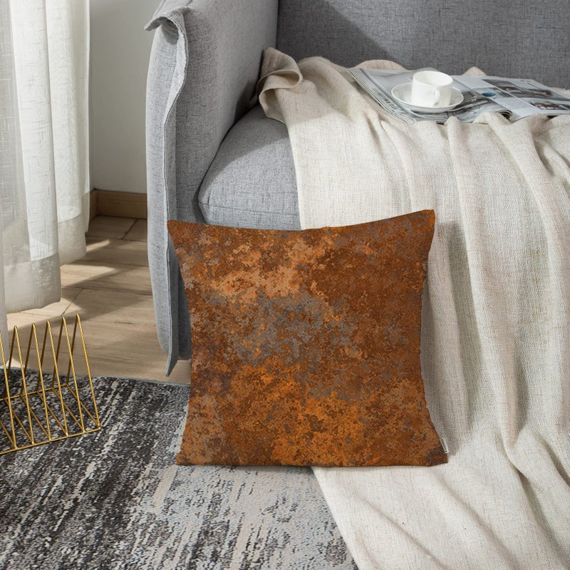 Emvency Throw Pillow Covers Case Brown Copper Old Rusty Metal High Resolution Orange Rustic Decorative Pillowcase Cushion Cover for Sofa Bedroom Car 20 x 20 Inches - Image 4