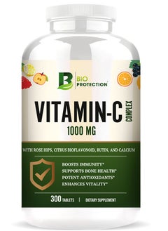 BIO PROTECTION Vitamin C, 1000 mg, 300 Tablets, Boosts Immunity, Supports Bone Health 
