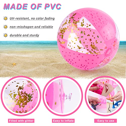 POPLAY 16 Inch Inflatable Beach Balls, 3 Pack Glitter Beach Balls Pool Toys with Confetti Sparkling Balls for Kids Toddlers Adults Summer Pool Party Favors - Image 4