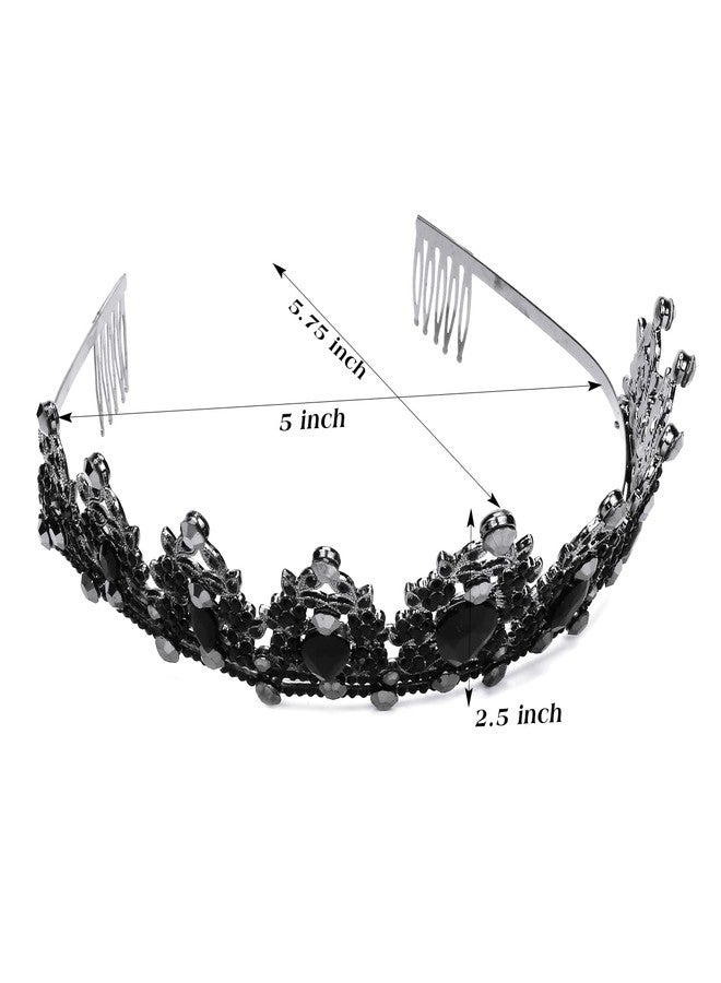 كافتي تاج كافيتي للنساء، تاج قوطي، قطعة رأس، زينة هالوين، تاج عيد ميلاد، تاج عتيق مرصع بأحجار الراين، تاج ملكة باروكي أسود، تاج زفاف، تيجان سوداء للنساء والفتيات - Image 3