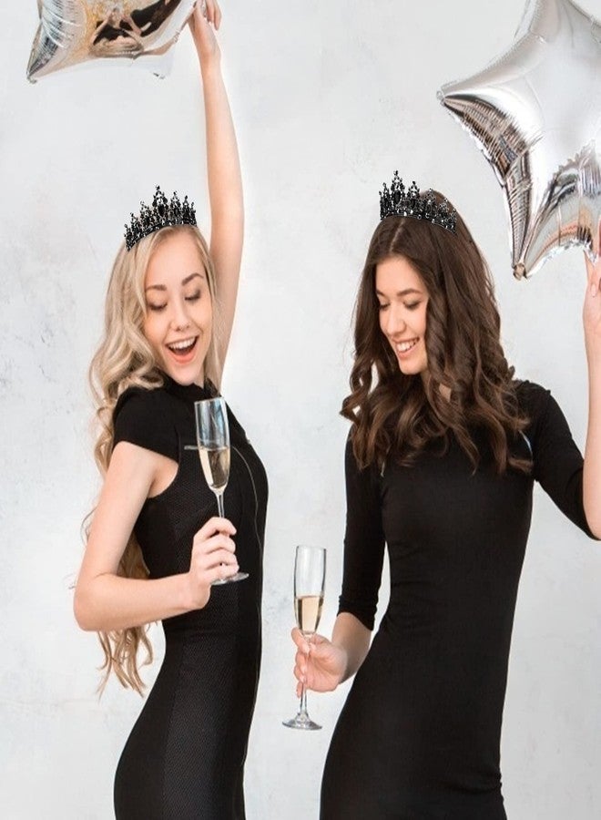 كافتي تاج كافيتي للنساء، تاج قوطي، قطعة رأس، زينة هالوين، تاج عيد ميلاد، تاج عتيق مرصع بأحجار الراين، تاج ملكة باروكي أسود، تاج زفاف، تيجان سوداء للنساء والفتيات - Image 5