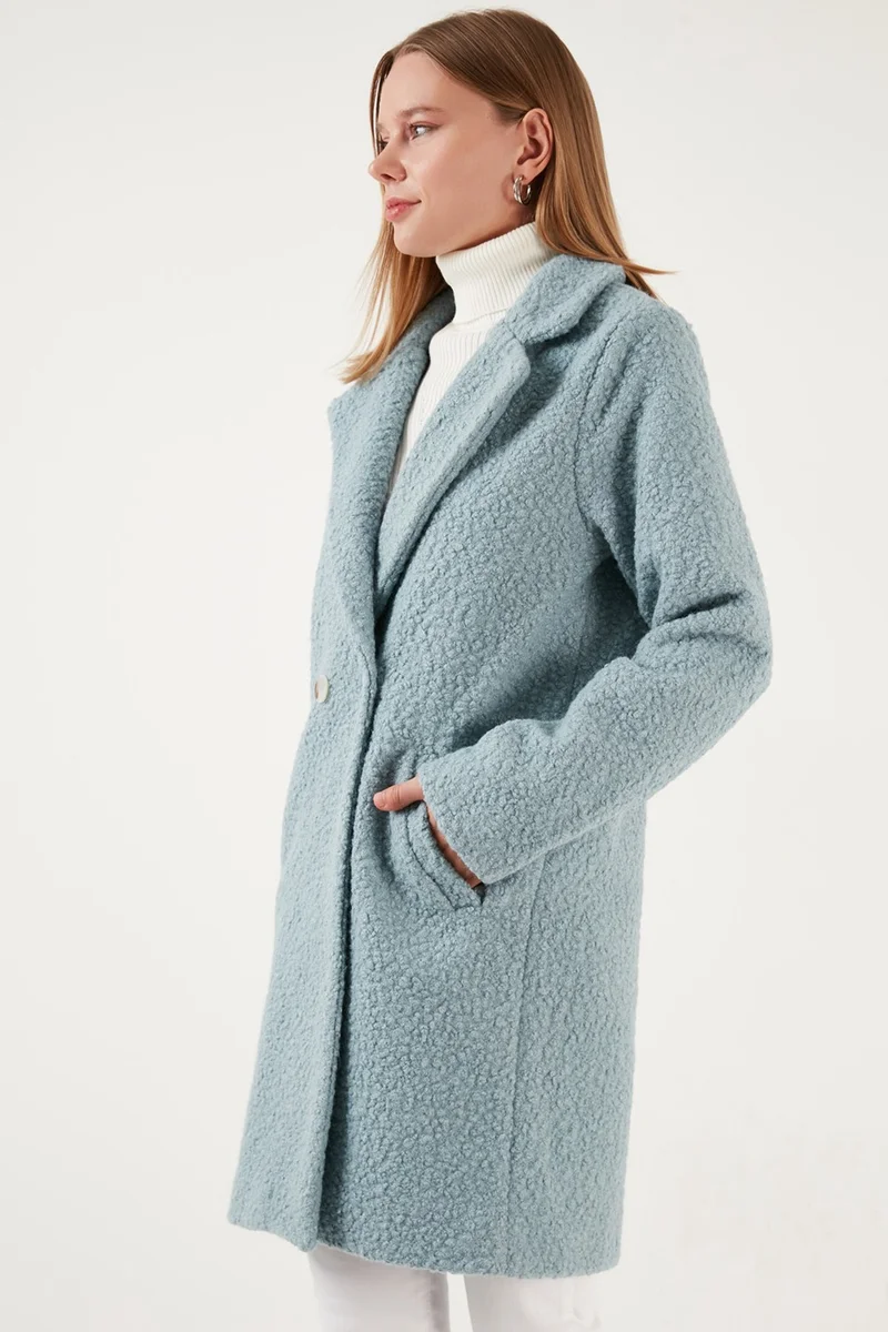 Lela Oversize Double Breasted Collar Faux Fur Plush Coat Women's Coat 6403352