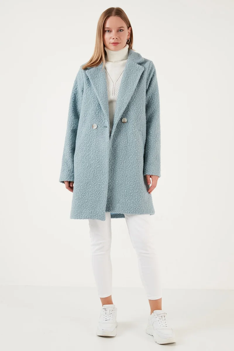 Lela Oversize Double Breasted Collar Faux Fur Plush Coat Women's Coat 6403352