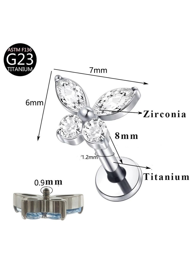 Innoshine G23 Butterfly Surgical Steel Earrings & Lip Ring  Hypoallergenic Titanium  Zirconia Body Piercing Jewelry - Cartilage Stud, Lip Piercing Lip Stud for Fashion Women - Image 3