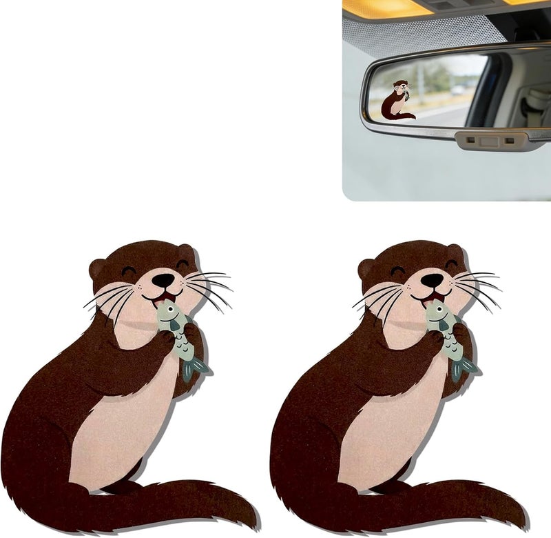 DoYoMo 2Pack Sea Otter Car Mirror Decal - Cute Moo-tivational Rear View Mirror Sticker,Waterproof Vinyl Car Decals,Sea Otters Car Accessories Decor,Otter Lovers Gifts for Women Men - Image 1