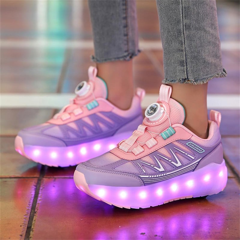 HFXC Roller Skates 4 Wheels Shoes for Kids - New Upgrade Skates Sneakers LED Light Up Rechargeable Sport Sneaker for Boys Girls Beginner More Balanced - Image 4