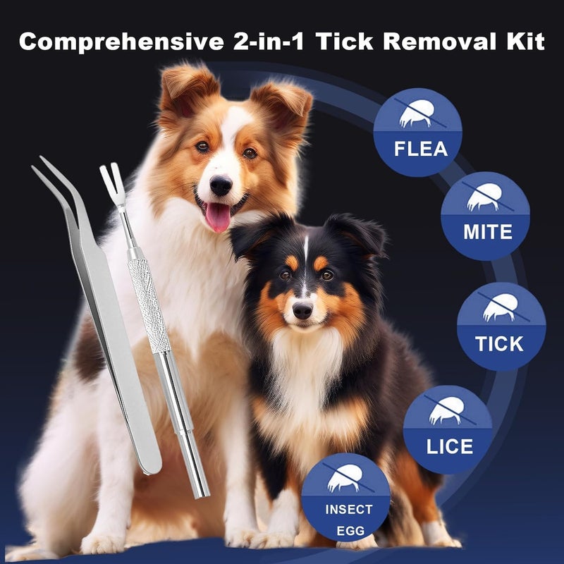SQUISHCO 4 pcs Dog Tick Removal Tool Set with Metal Case, Safe Pet Grooming Kit for Tick and Flea Control, Essential for Dogs and Cats Indoor Outdoor Use - Image 3