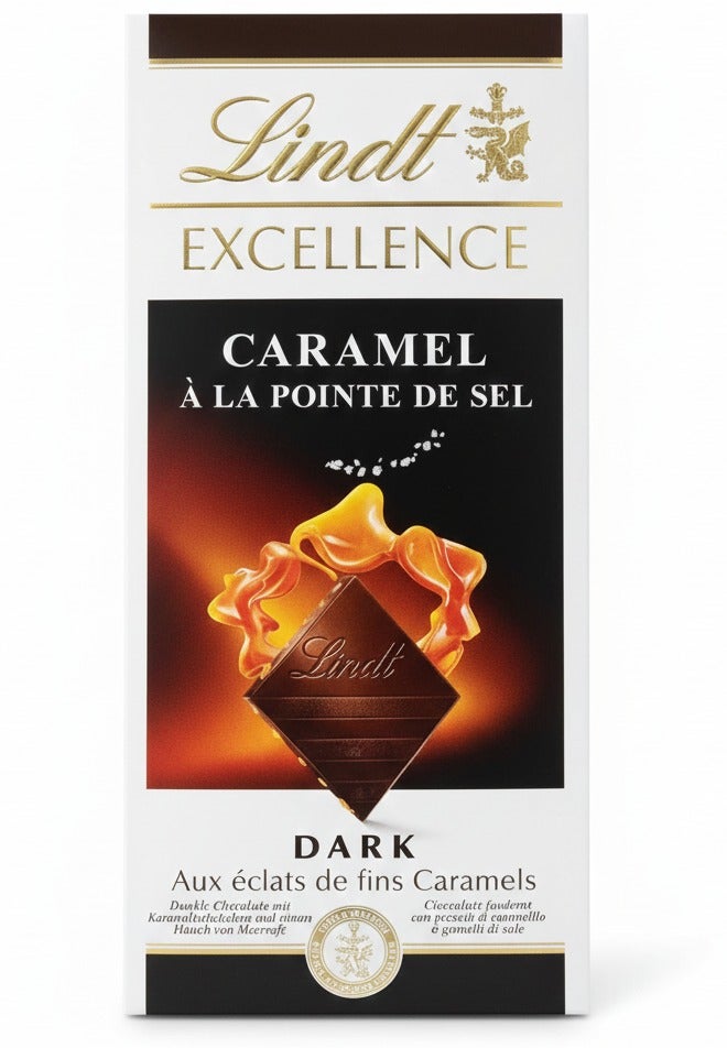 Lindt Excellence Caramel Sea Salt Dark Chocolate Bar 100grams - Image 1