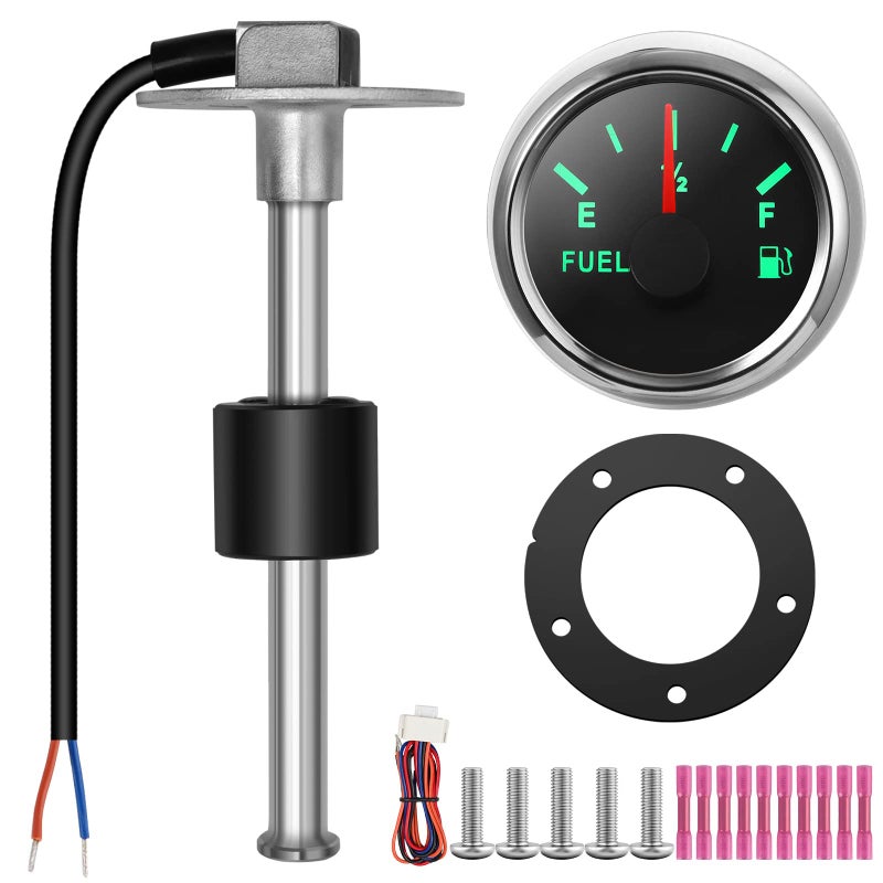 RUPSE Fuel Sender Unit Boat Fuel Tank Sending Unit Fuel Water Level Sensor Stainless Steel Fuel Sender and Fuel Gauge for Boat Car Truck RV 135342mm