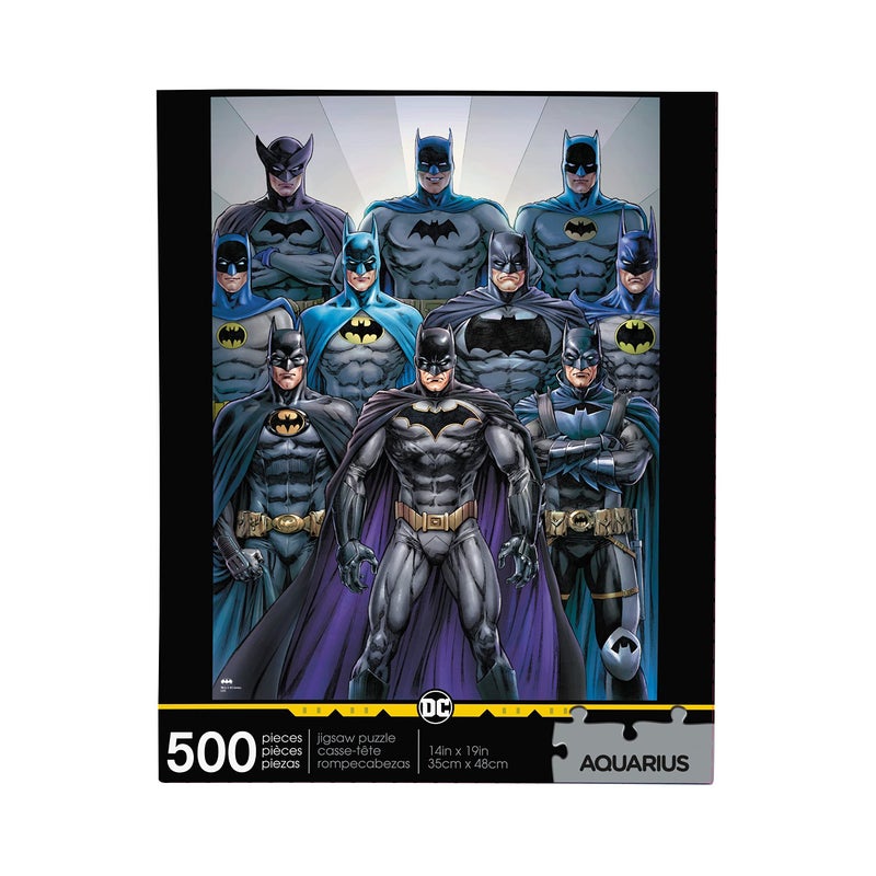 AQUARIUS DC Comics Batman Batsuits Puzzle 500 Piece Jigsaw Puzzle  Glare Free  Precision Fit  Officially Licensed DC Comics Merchandise  Collectibles  14 x 19 Inches - Image 1