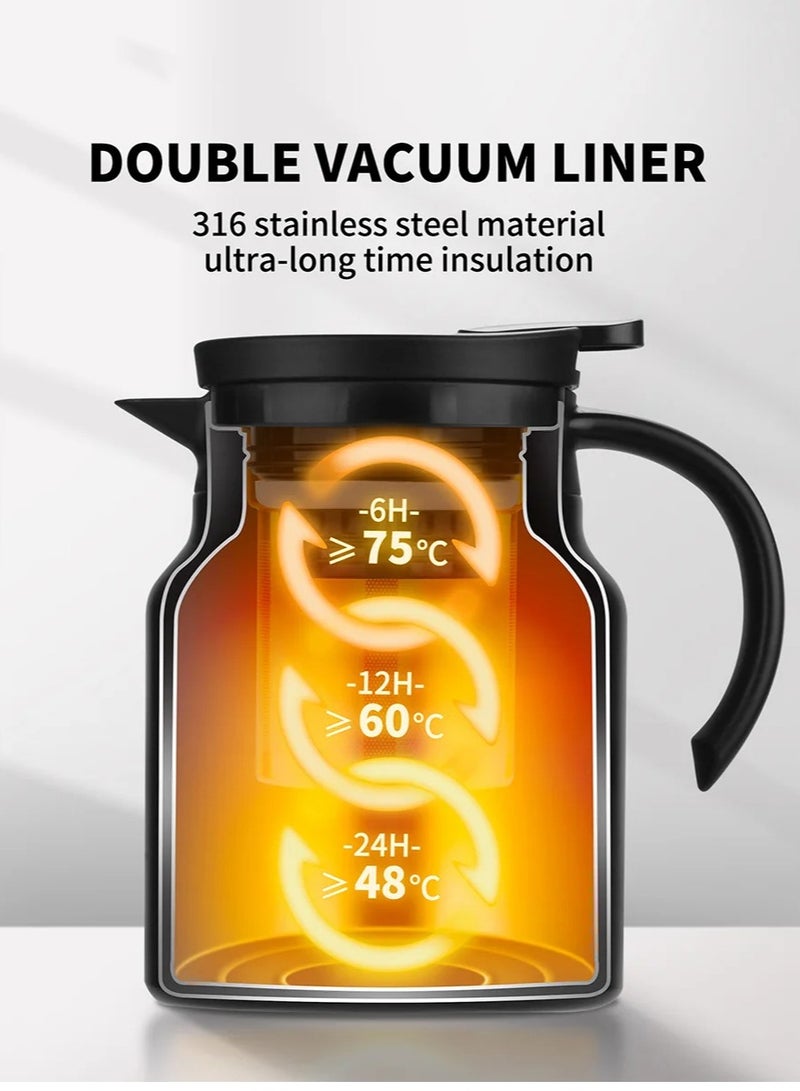 Compact Coffee Pot and Coffee Cup Set:1 Coffee Pot and 2 Coffee cups，Thermos tea pot,Compact for  Travel(Black) - Image 4