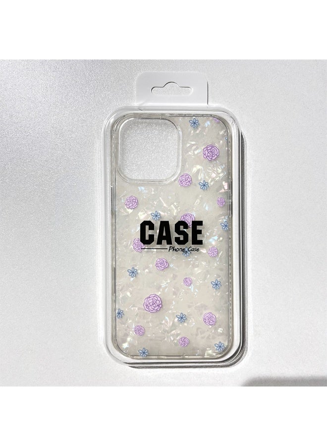 NIBEMINENT Korean Purple Flowers Protective TPU Case Cover For iPhone 16 Pro Max Clear - Image 2