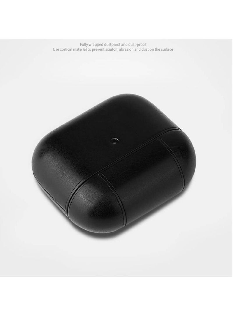 GENNEXT - Leather Smooth Texture Protective Case Cover with Buckle For AirPods 3 Black - Image 1