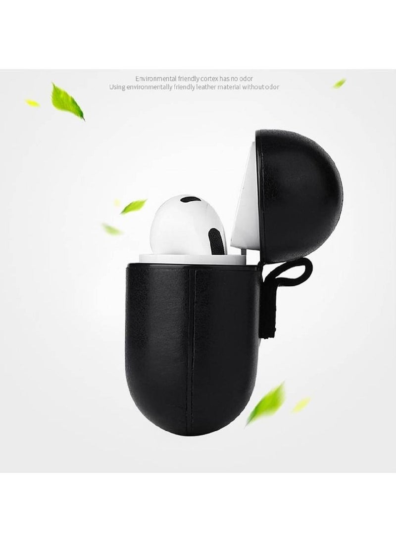GENNEXT - Leather Smooth Texture Protective Case Cover with Buckle For AirPods 3 Black - Image 1