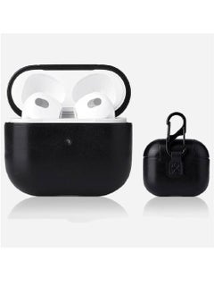 Leather Smooth Texture Protective Case Cover with Buckle For AirPods 3 Black