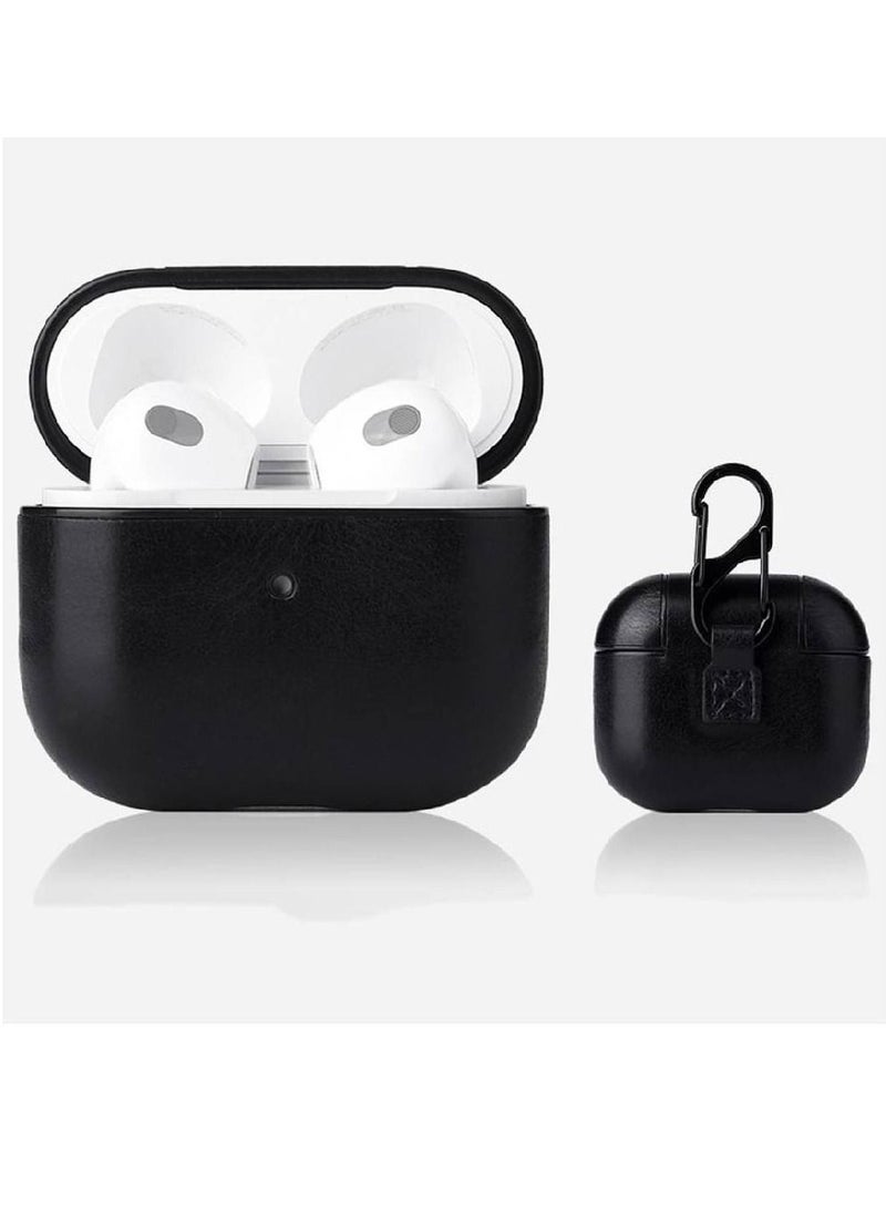 GENNEXT - Leather Smooth Texture Protective Case Cover with Buckle For AirPods 3 Black - Image 1