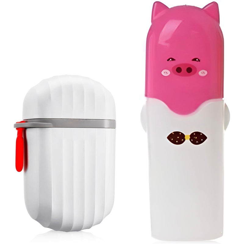 Aseenaa Combo Cute Cartoon Shape Plastic Portable Toothbrush Case Holder with Soap Case Holder for Bathroom Storage, Camping, Travel, Indoor & Outdoor | Pack of 2, Multicolor - Image 1