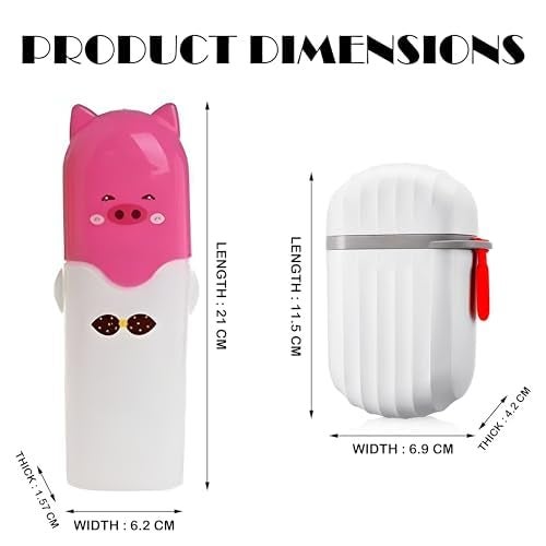 Aseenaa Combo Cute Cartoon Shape Plastic Portable Toothbrush Case Holder with Soap Case Holder for Bathroom Storage, Camping, Travel, Indoor & Outdoor | Pack of 2, Multicolor - Image 3