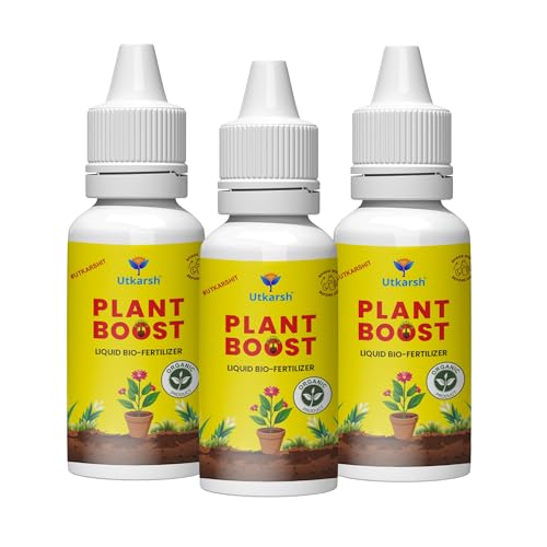 Utkarsh Plant Boost - Liquid Bio Fertilizer, Organic Growth Booster for Faster, Healthier Home Garden Plants, Ideal for Vegetables, Flowers, Herbs & Promotes Healthy Roots (Pack of 3 of 50 ml) - Image 1