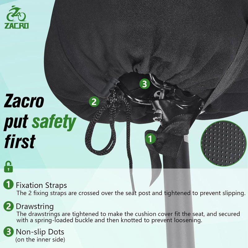 Zacro Bike Seat Cushion - Padded Gel Bike Seat Cover for Men & Women Comfort, Extra Soft Bicycle Saddle fit with Peloton, Spin Stationary Exercise - Image 4