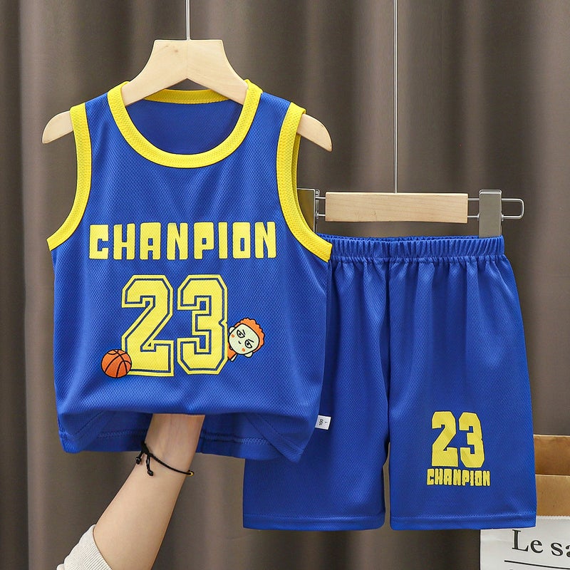 Children's Basketball Uniform Sports Suit Girls Quick-Drying Boys' 2025 New Summer Jersey Medium and Large Kidsren's Training Sports - Image 1