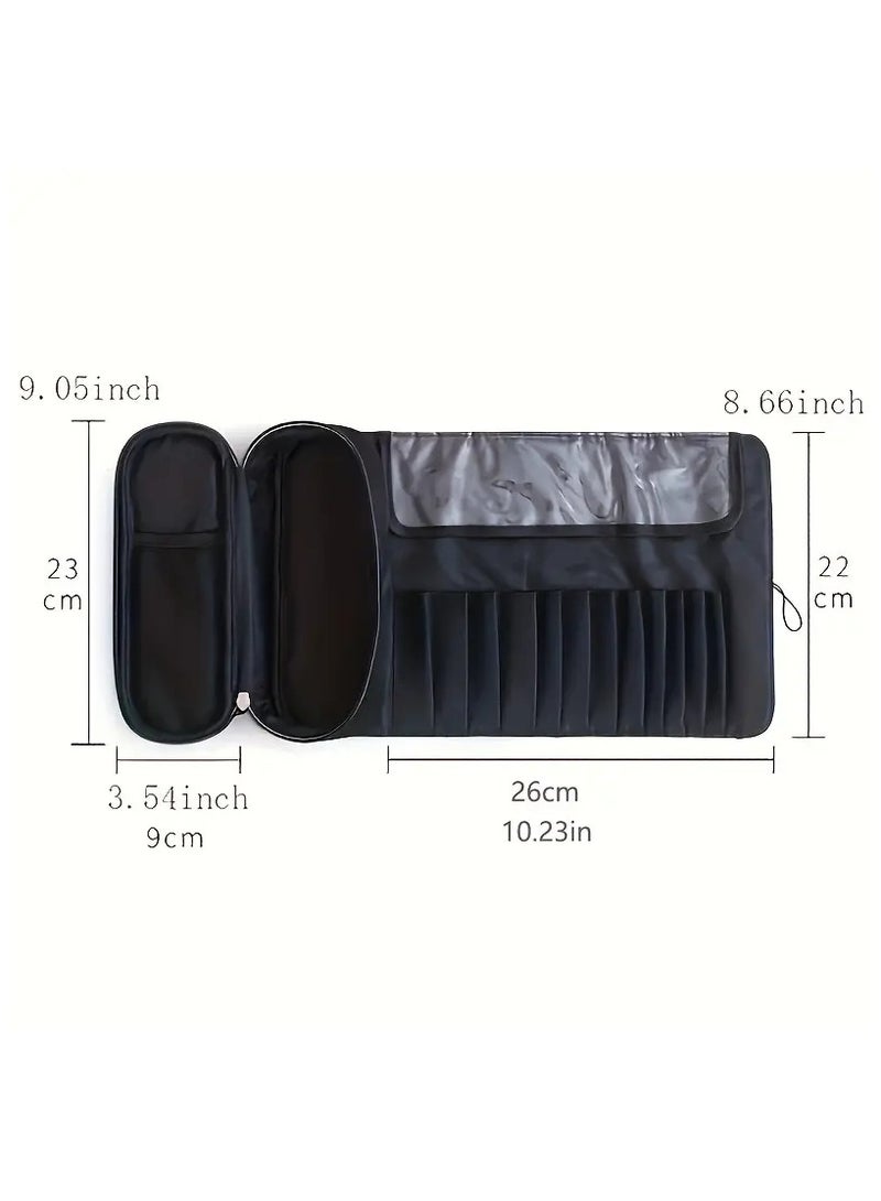 أوريتي حقيبة فرشاة المكياج المحمولة-منظم مستحضرات التجميل والسفر بأسلوب (أسود) - Image 2