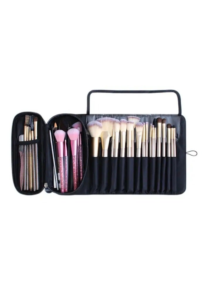 أوريتي حقيبة فرشاة المكياج المحمولة-منظم مستحضرات التجميل والسفر بأسلوب (أسود) - Image 3