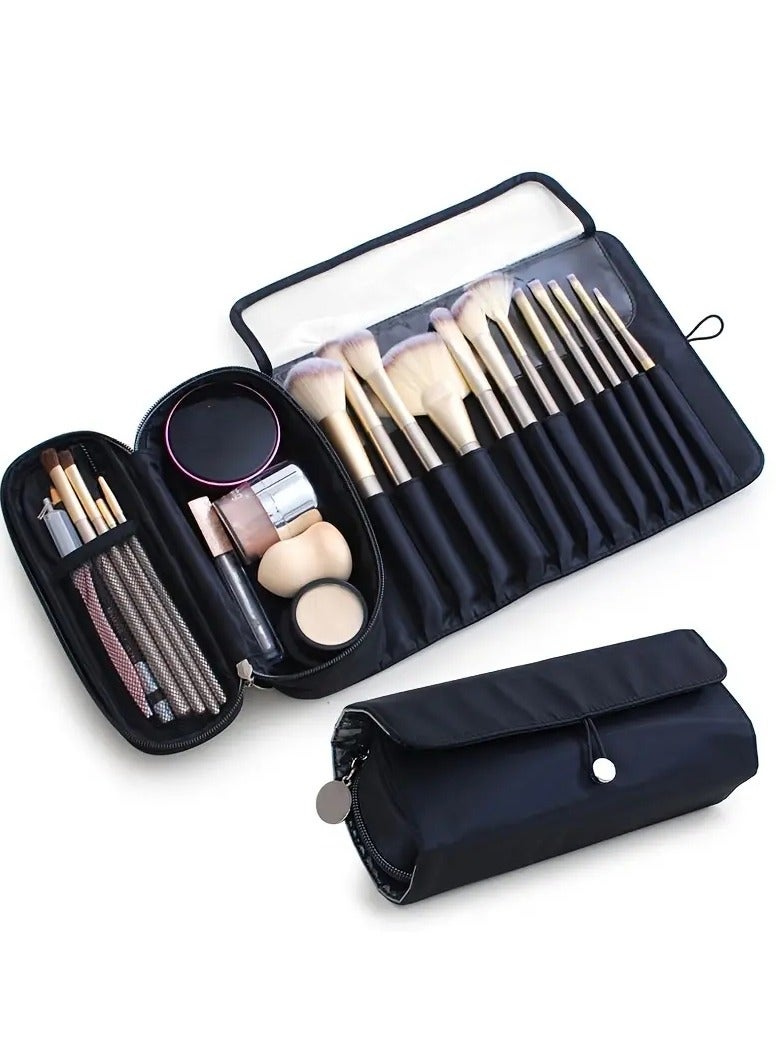 أوريتي حقيبة فرشاة المكياج المحمولة-منظم مستحضرات التجميل والسفر بأسلوب (أسود) - Image 5
